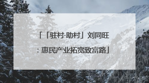 「驻村·助村」刘同旺：惠民产业拓宽致富路