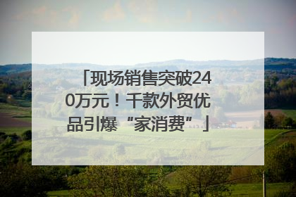 现场销售突破240万元！千款外贸优品引爆“家消费”