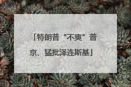 特朗普“不爽”普京、猛批泽连斯基
