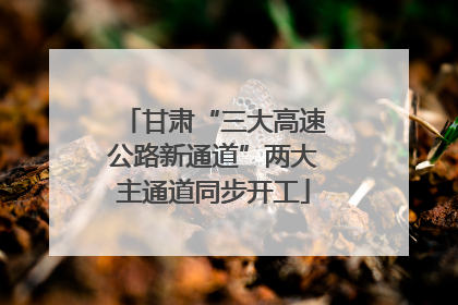 甘肃“三大高速公路新通道”两大主通道同步开工