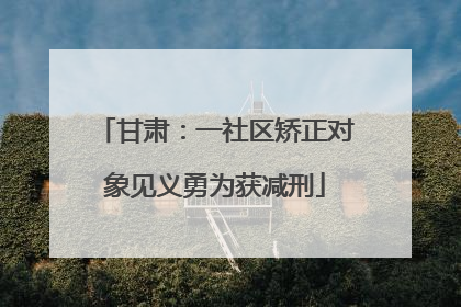 甘肃：一社区矫正对象见义勇为获减刑