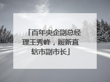 百年央企副总经理王秀峰，履新直辖市副市长