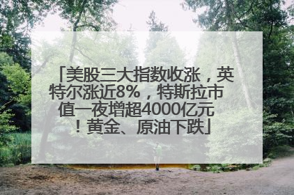 美股三大指数收涨，英特尔涨近8%，特斯拉市值一夜增超4000亿元！黄金、原油下跌