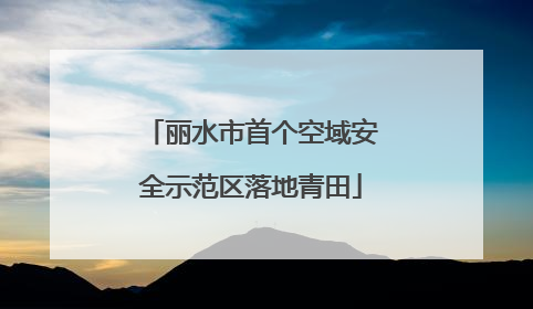 丽水市首个空域安全示范区落地青田