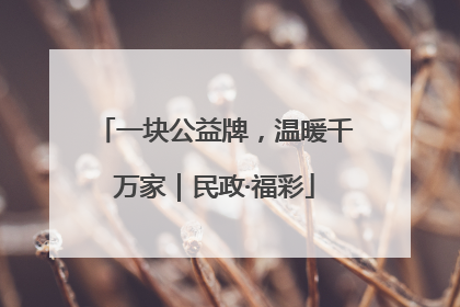 一块公益牌，温暖千万家｜民政·福彩