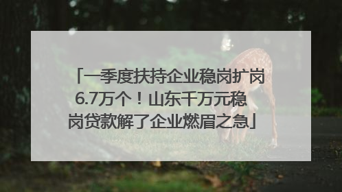一季度扶持企业稳岗扩岗6.7万个！山东千万元稳岗贷款解了企业燃眉之急