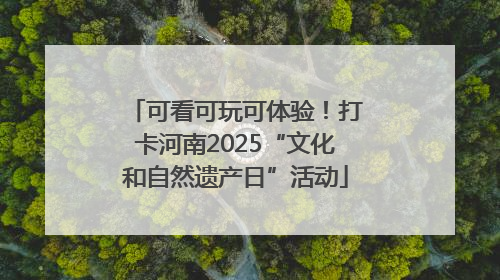 可看可玩可体验！打卡河南2025“文化和自然遗产日”活动