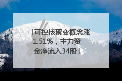 可控核聚变概念涨1.51%，主力资金净流入34股
