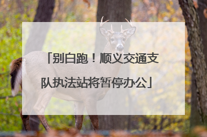 别白跑！顺义交通支队执法站将暂停办公