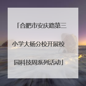 合肥市安庆路第三小学大杨分校开展校园科技周系列活动