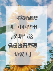 国家能源集团、中国华电，先后与这一省份签署重磅协议！
