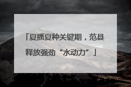 夏播夏种关键期，范县释放强劲“水动力”