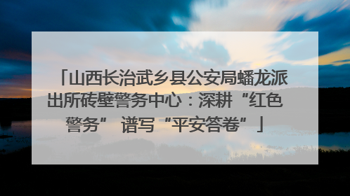 山西长治武乡县公安局蟠龙派出所砖壁警务中心：深耕“红色警务” 谱写“平安答卷”