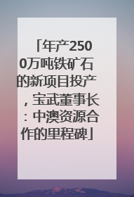 年产2500万吨铁矿石的新项目投产，宝武董事长：中澳资源合作的里程碑