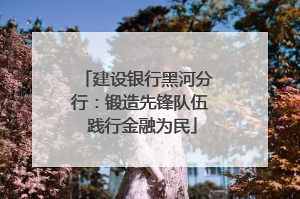 建设银行黑河分行：锻造先锋队伍 践行金融为民