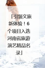 引领文旅新体验！6个项目入选河南省旅游演艺精品名录