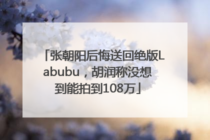 张朝阳后悔送回绝版Labubu，胡润称没想到能拍到108万