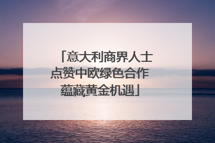 意大利商界人士点赞中欧绿色合作蕴藏黄金机遇
