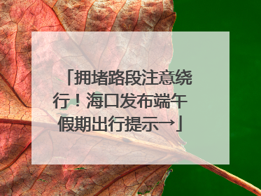 拥堵路段注意绕行！海口发布端午假期出行提示→
