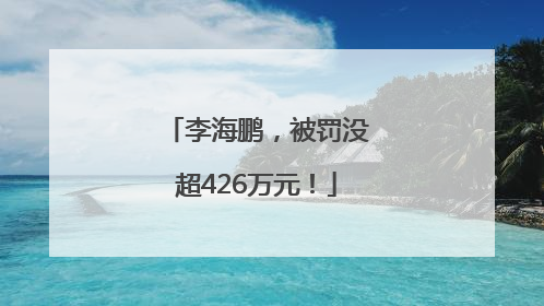 李海鹏，被罚没超426万元！