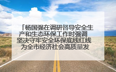 杨国强在调研督导安全生产和生态环保工作时强调 坚决守牢安全环保底线红线 为全市经济社会高质量发展提供坚强保障