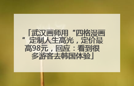 武汉画师用“四格漫画”定制人生高光，定价最高98元，回应：看到很多游客去韩国体验