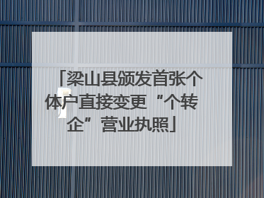 梁山县颁发首张个体户直接变更“个转企”营业执照