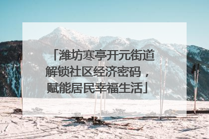潍坊寒亭开元街道解锁社区经济密码，赋能居民幸福生活
