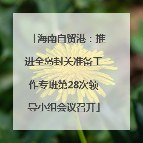 海南自贸港：推进全岛封关准备工作专班第28次领导小组会议召开
