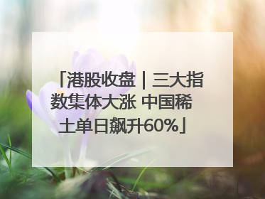 港股收盘｜三大指数集体大涨 中国稀土单日飙升60%