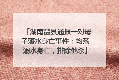 湖南澧县通报一对母子落水身亡事件：均系溺水身亡，排除他杀