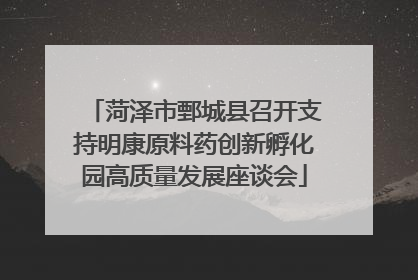 菏泽市鄄城县召开支持明康原料药创新孵化园高质量发展座谈会