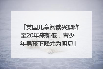 英国儿童阅读兴趣降至20年来新低，青少年男孩下降尤为明显