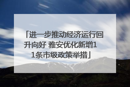 进一步推动经济运行回升向好 雅安优化新增11条市级政策举措