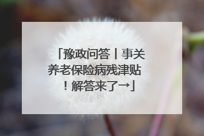 豫政问答丨事关养老保险病残津贴！解答来了→