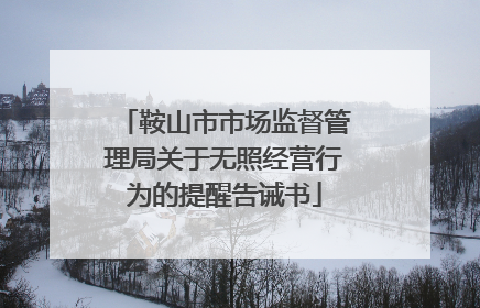 鞍山市市场监督管理局关于无照经营行为的提醒告诫书