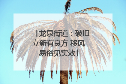龙泉街道：破旧立新有良方 移风易俗见实效