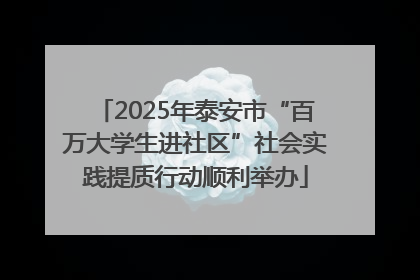 2025年泰安市“百万大学生进社区”社会实践提质行动顺利举办