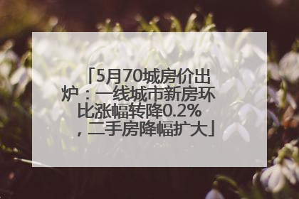 5月70城房价出炉：一线城市新房环比涨幅转降0.2%，二手房降幅扩大
